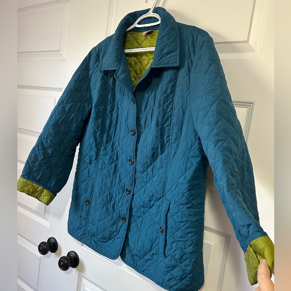 J. Jill Blue Quilted Barn Style Button up Jacket XL - Picture 6 of 8